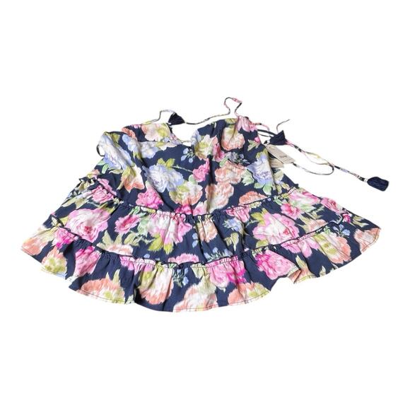 NWT Maaji Midnight Garden Blue Mini Dress Swimsuit Cover Up Tassels Floral Small - Picture 6 of 9